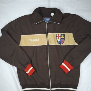 Vtg Ace England Jacket  brown and tan crest on front size medium unisex
